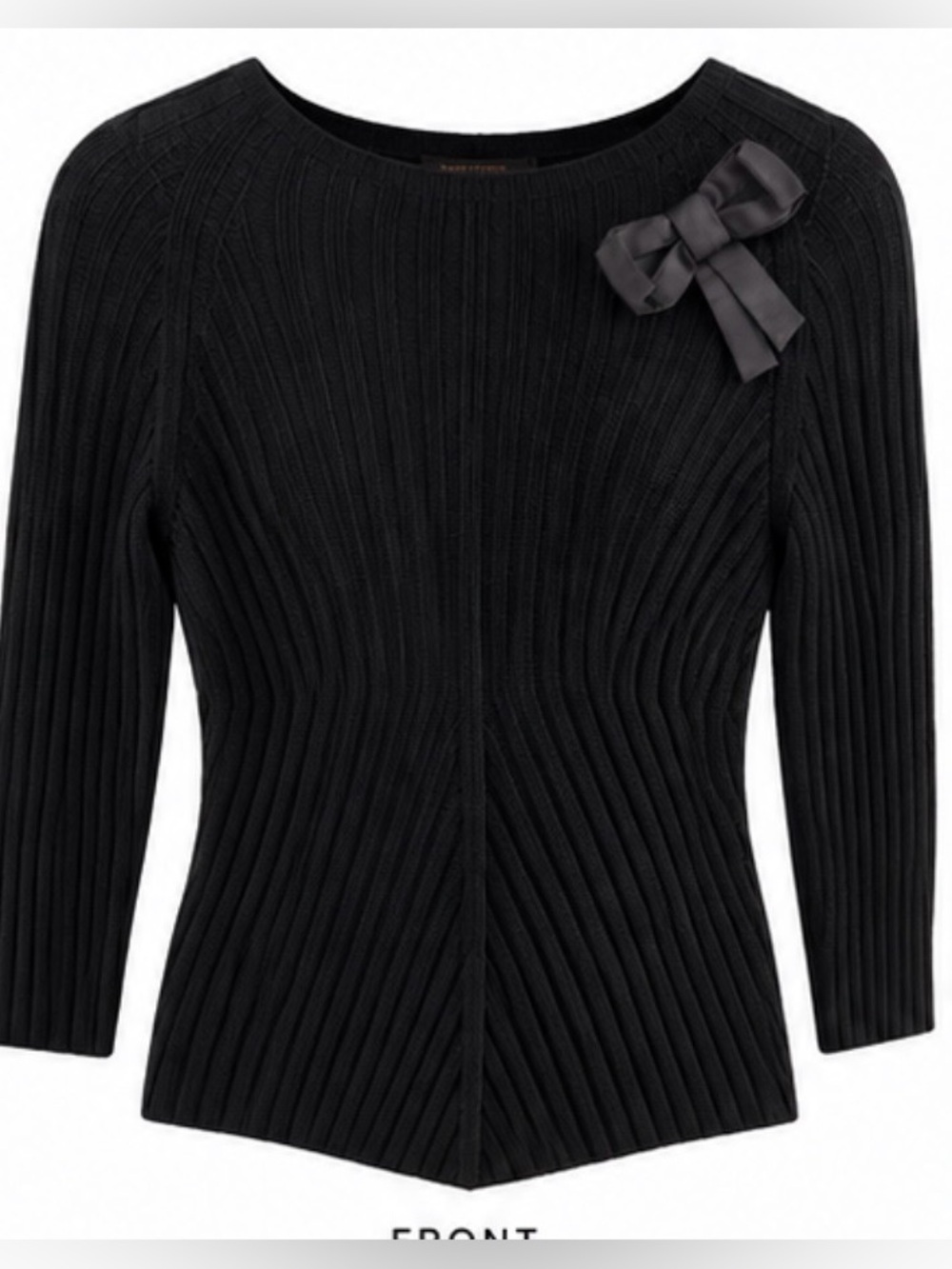 Louis Vuitton Vintage Marc Jacobs Black Ribbed Bow Knit Sweater Top Large